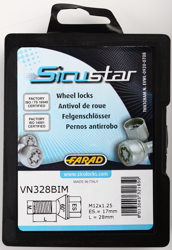 Zajišťovací šrouby SICUSTAR M12x1,5x40mm, kužel (pro změnu rozteče) klíč 17