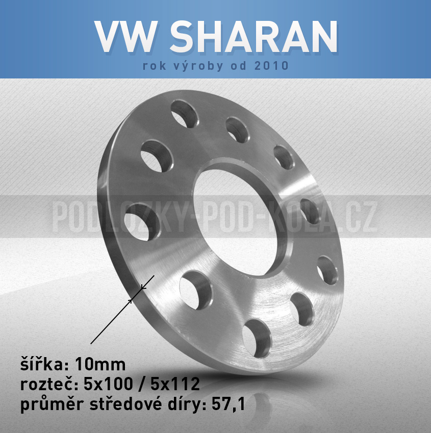 Rozšiřovací podložka VW Sharan, šíře 15mm, rozteč 5x112, střed 57,1 - průchozí podložka, 1ks