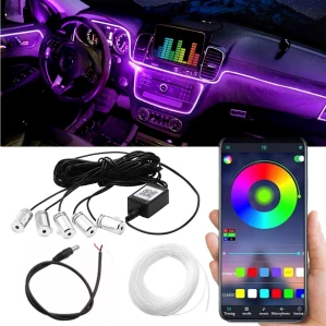 Výprodej - ambientní LED RGB osvětlení do auta, iOS a Android s Bluetooth, 6m, 12V