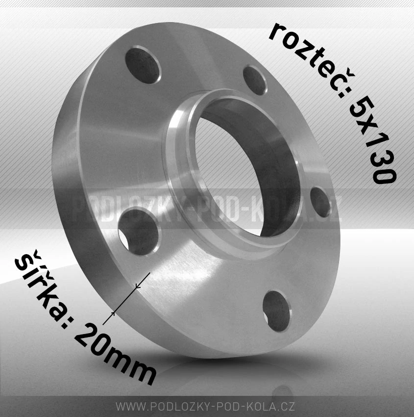 Rozšiřovací podložka, šíře 20mm, rozteč 5x130 - průchozí, 1ks 