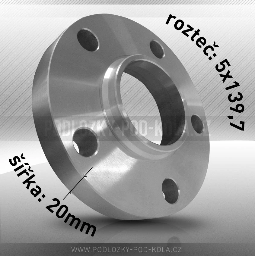 Rozšiřovací podložka, šíře 20mm, rozteč 5x139,7 - průchozí, 1ks 