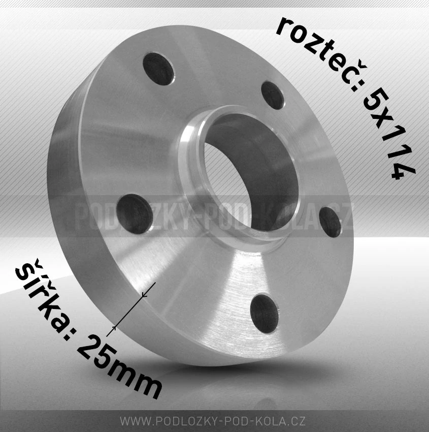 Rozšiřovací podložka, šíře 25mm, rozteč 5x114 - průchozí, 1ks 