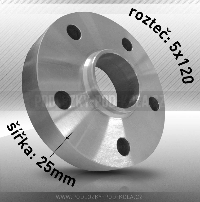 Rozšiřovací podložka, šíře 25mm, rozteč 5x120 - průchozí, 1ks