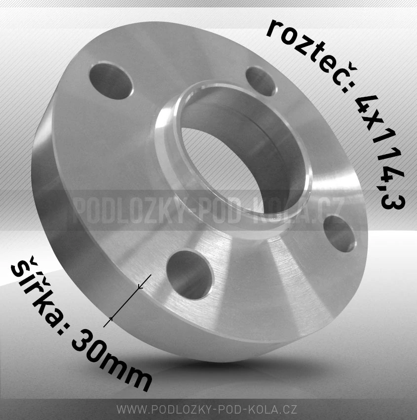 Rozšiřovací podložka, šíře 30mm, rozteč 4x114,3 - průchozí, 1ks 