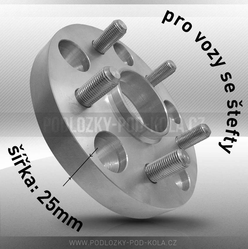 Podložky - rozteč 5x115, šíře 25mm pro vozy se štefty, 1ks