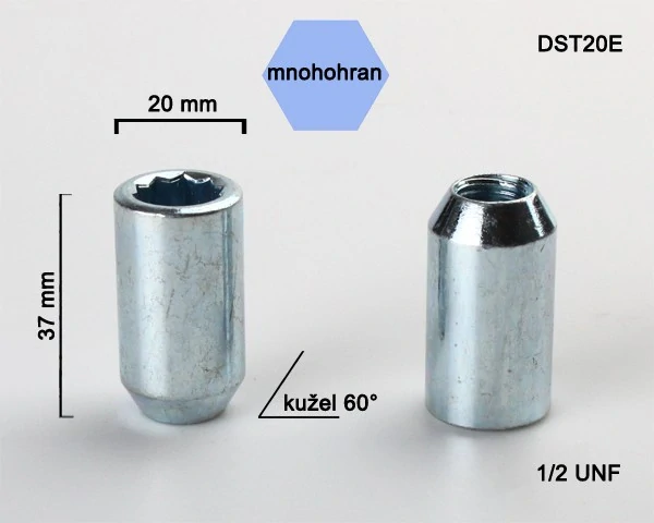 Kolová matice 1/2 UNF, kužel s vnitřním mnohohranem, průměr 20, pozink