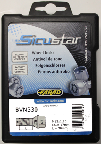 Zajišťovací šrouby SICUSTAR M12x1,25x30mm, kužel, klíč 17, černé