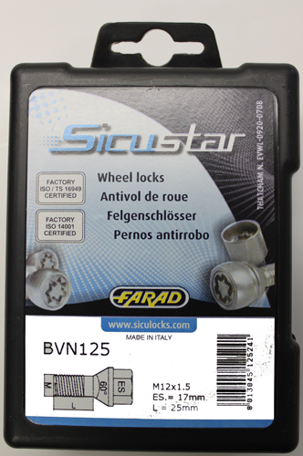 Zajišťovací šrouby SICUSTAR M12x1,5x25mm, kužel, klíč 17, černé