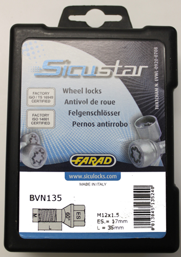 Zajišťovací šrouby SICUSTAR M12x1,5x35mm, kužel, klíč 17, černé