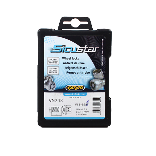 Zajišťovací šrouby SICUSTAR M14x1,25x43mm, kužel, klíč 17