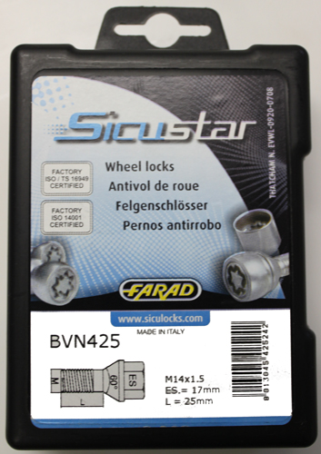 Zajišťovací šrouby SICUSTAR M14x1,5x25mm, kužel, klíč 17, černé