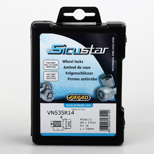 Zajišťovací šrouby SICUSTAR M14x1,5x35mm, koule R14, klíč 17