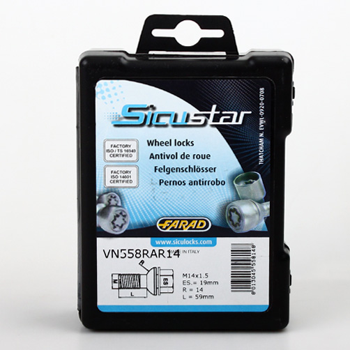 Zajišťovací šrouby SICUSTAR M14x1,5x58mm, kulová R14 (pohyblivá), klíč 19