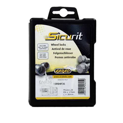 Zajišťovací šrouby SICURIT M12x1,25x36mm, plochá s podložkou, klíč 17