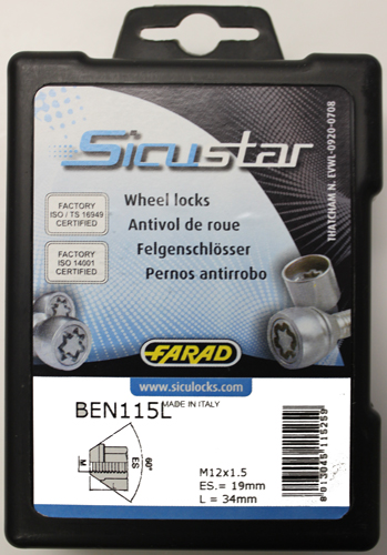 Zajišťovací matice SICUSTAR M12x1,5mm, kužel,zavřená, klíč 19, černé