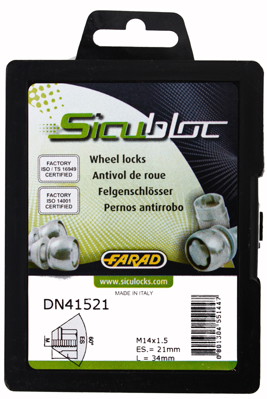 Zajišťovací matice SICUBLOC M14x1,50mm, kužel, uzavřená, klíč 21