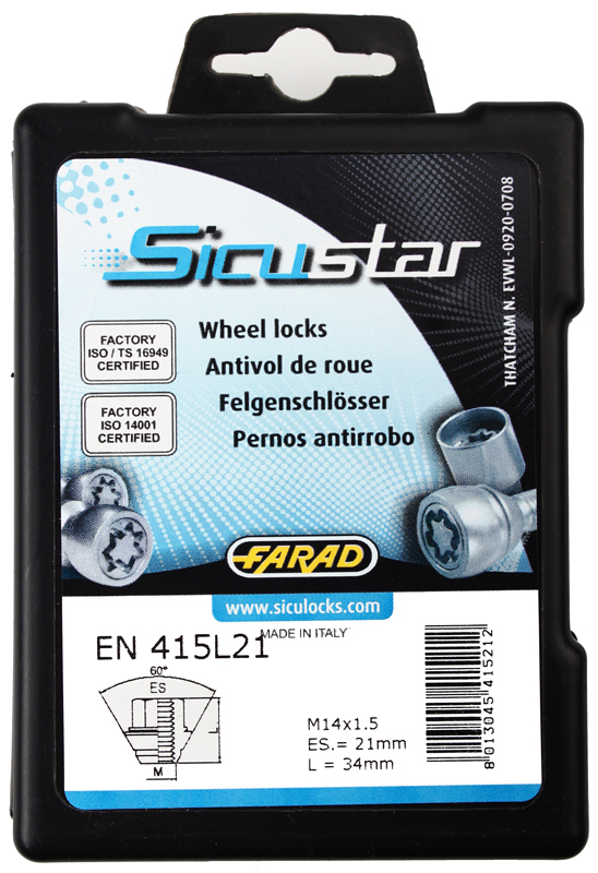 Zajišťovací matice SICUSTAR M14x1,5mm, kužel, zavřená, klíč 21