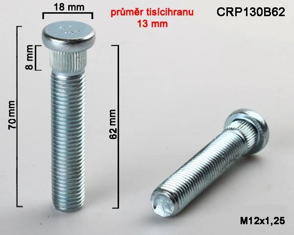 Kolový Svorník M12x1,25x62mm, průměr tisicíhranu 13mm 