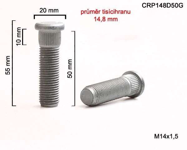 Kolový Svorník M14x1,5x50mm, průměr tisicíhranu 14,8mm
