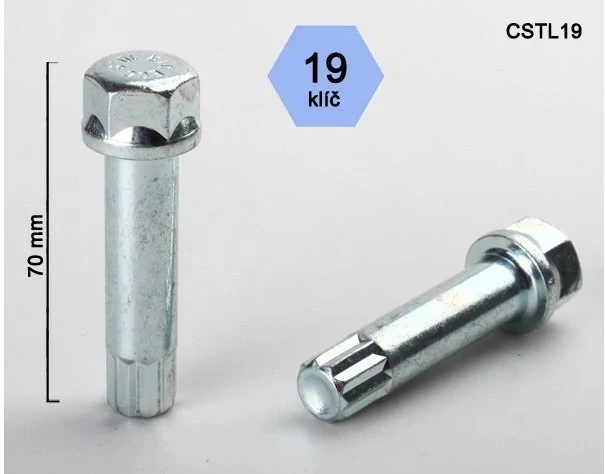 Klíč pro kolové šrouby a matice s vnitřním mnohohranem, hlava klíče 19mm