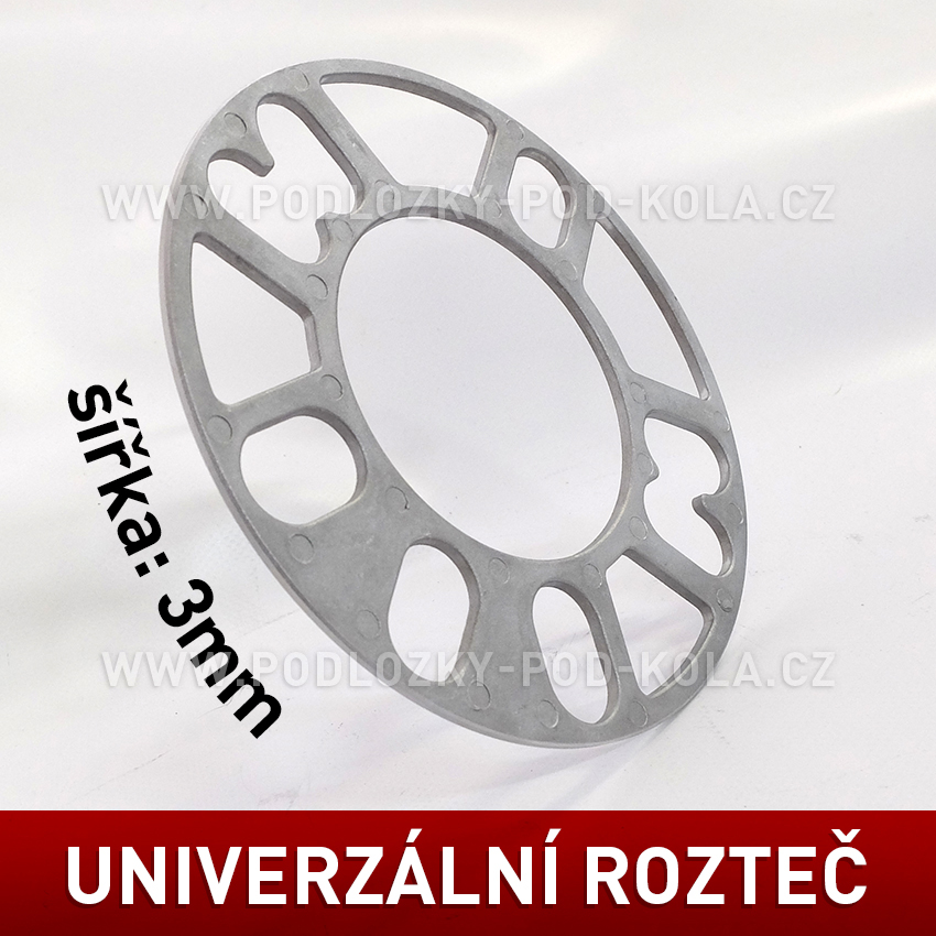 AKCE - 3mm podložka pod kola univerzální, rozteč variabilní - průchozí, 1ks