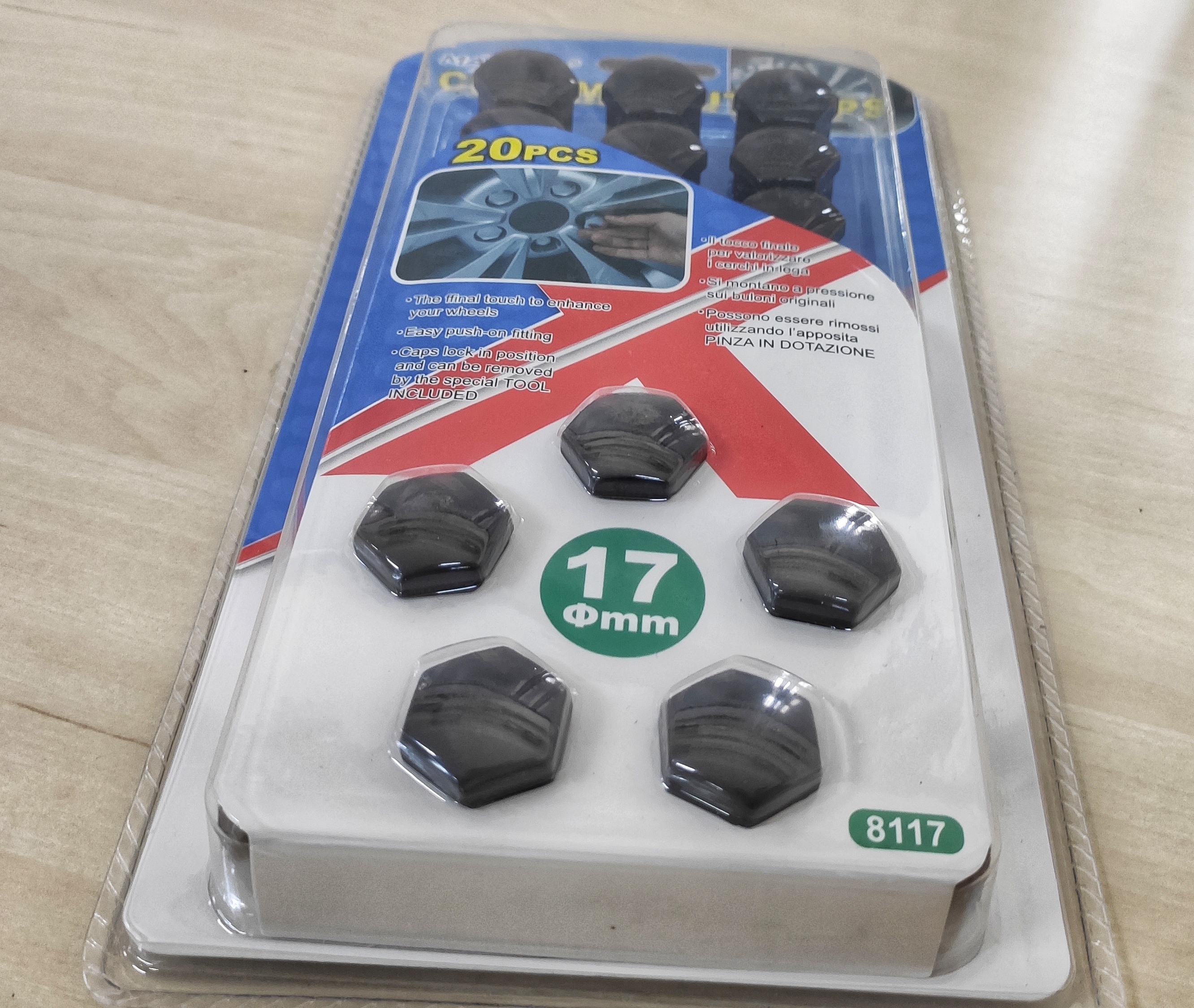 Krytky na šrouby, velikost 17mm, černé, sada 20ks