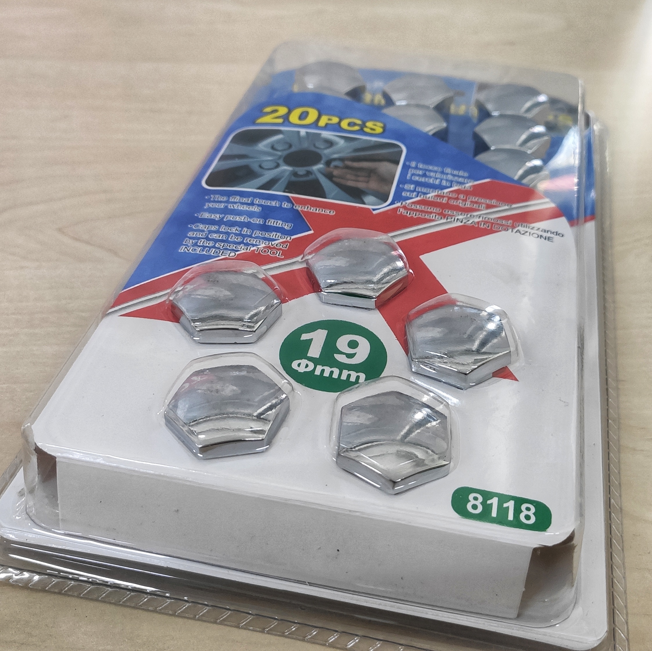 Krytky na šrouby, velikost 19mm, stříbrné, sada 20ks