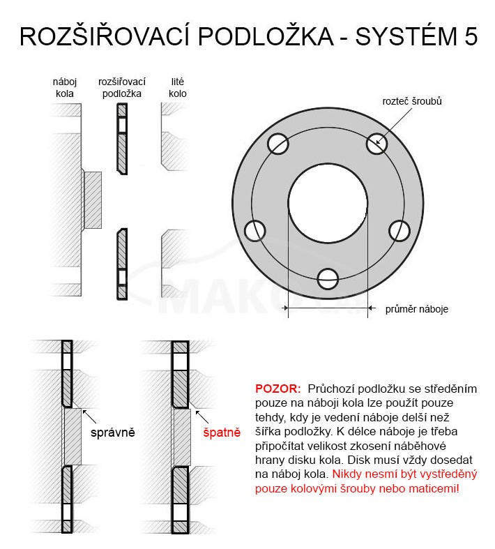 Rozšiřovací podložka 4x100, střed 54,1, šíře 3mm, sada 2ks