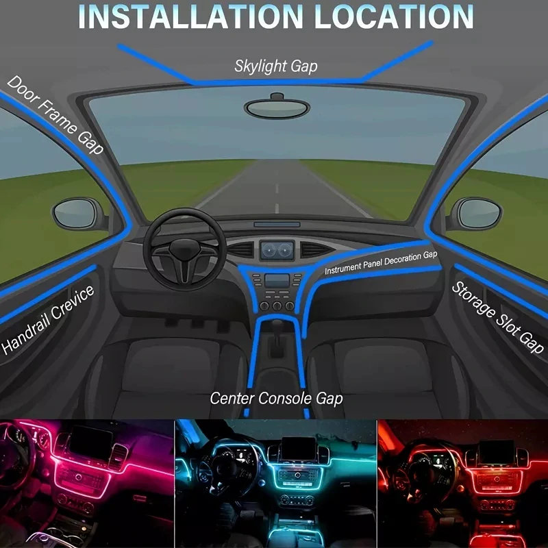 Výprodej - ambientní LED RGB osvětlení do auta, iOS a Android s Bluetooth, 6m, 12V