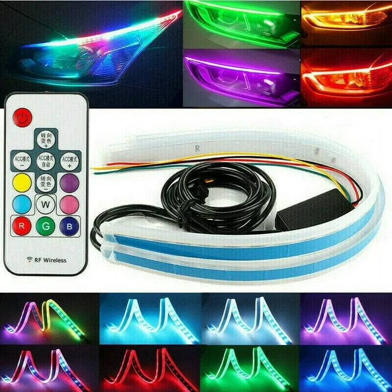 Flexibilní RGB LED pásek s DO ovládáním, sekvenční světlo 2x45cm, DRL denní svícení