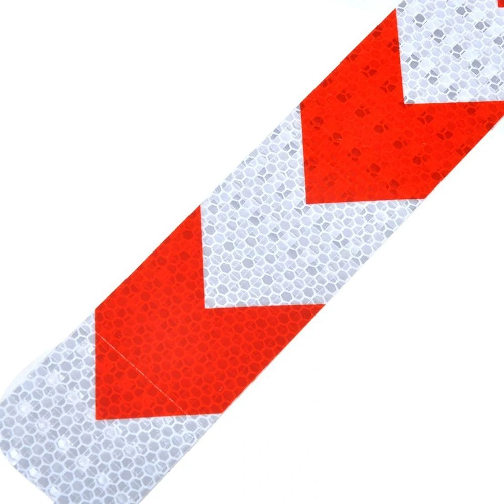 Reflexní páska 25m bílá s červenou šipkou - samolepící