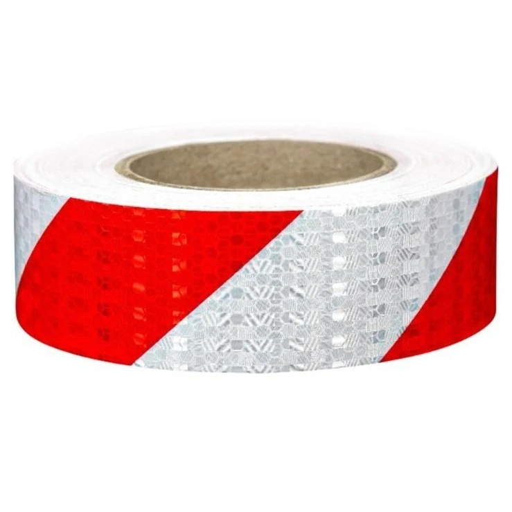Reflexní samolepící páska stříbrná + červené pruhy, 25m x 5cm