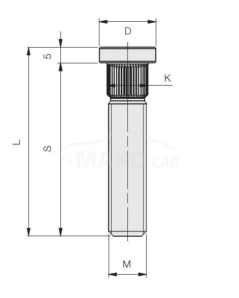 Kolový Svorník M14x1,5x60mm, průměr tisicíhranu 15,8mm, celková délka 66mm