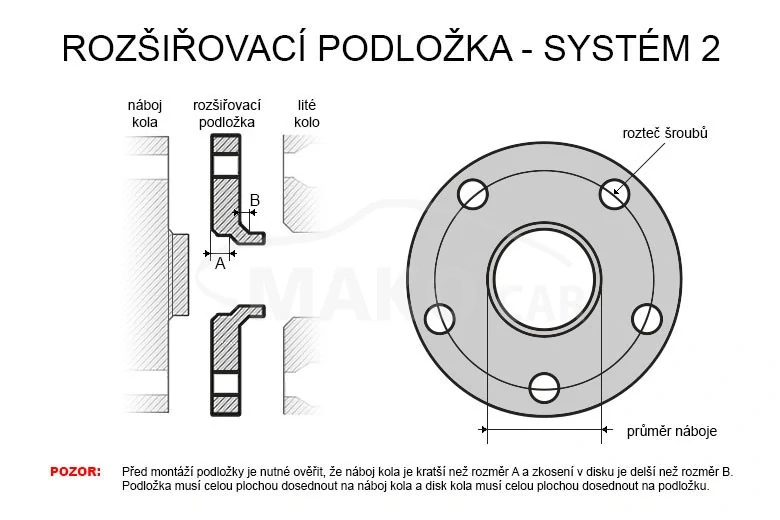 Rozšiřovací podložky 4x100/4x114,3 střed 60,1 šíře 13mm, sada 2ks