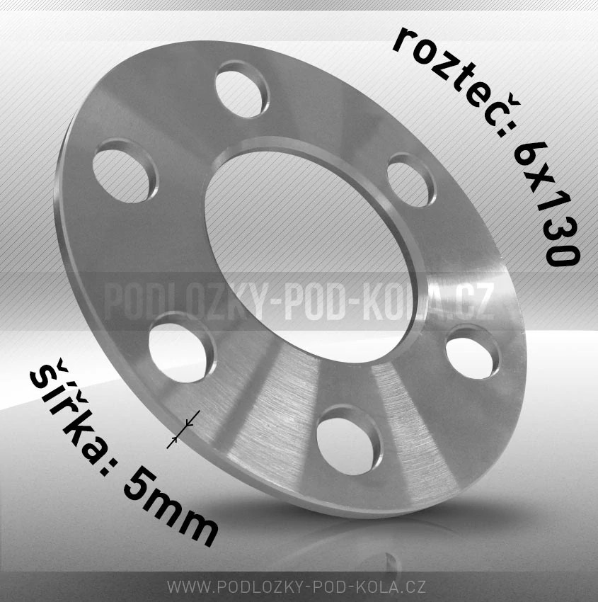 Rozšiřovací podložka, šíře 5mm, rozteč 6x130 - průchozí, 1ks