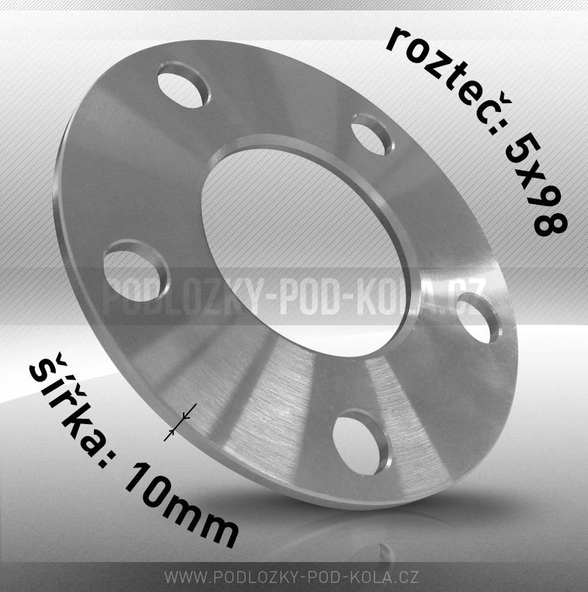 Rozšiřovací podložka, šíře 10mm, rozteč 5x98 - průchozí, 1ks