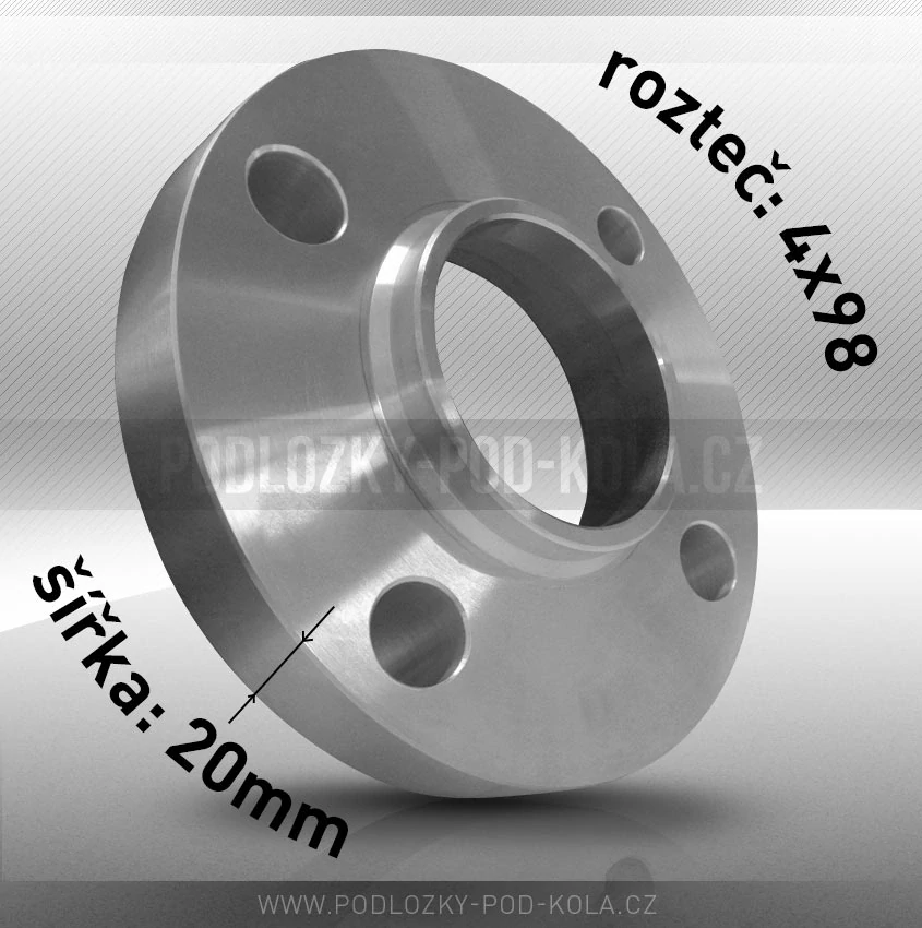 Rozšiřovací podložka, šíře 20mm, rozteč 4x98 - průchozí, 1ks 