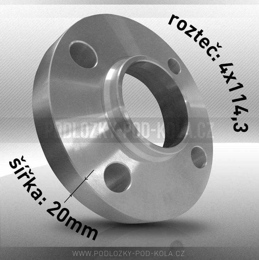 Rozšiřovací podložka, šíře 20mm, rozteč 4x114,3 - průchozí, 1ks