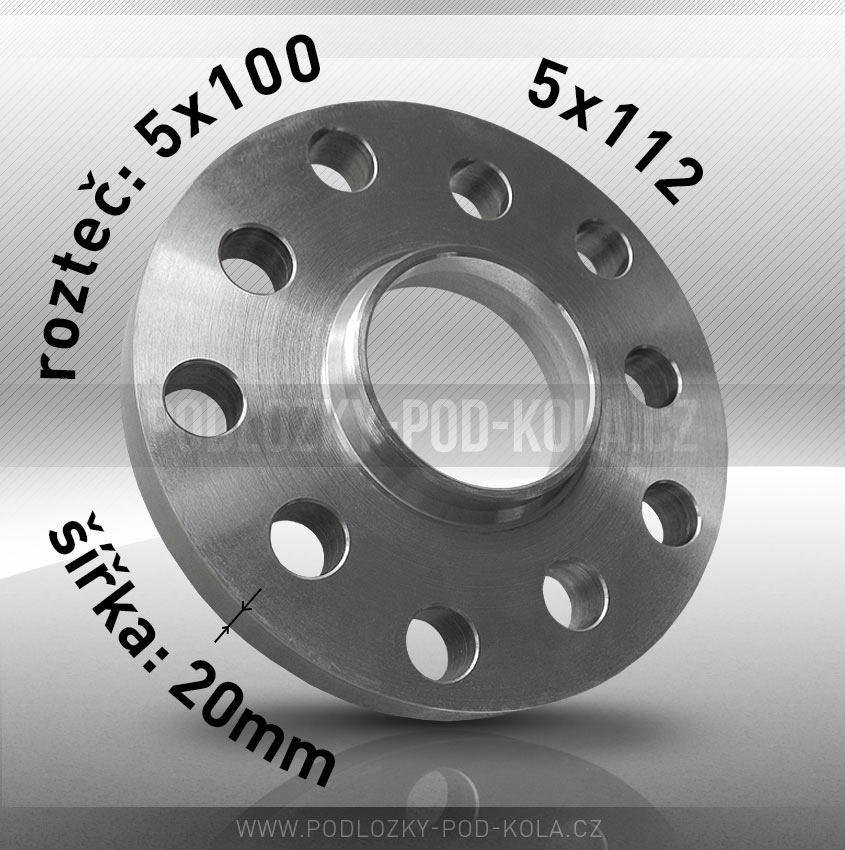 Rozšiřovací podložka, šíře 20mm, rozteč 5x112 - průchozí, 1ks 