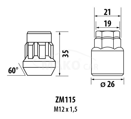 Zajišťovací matice Z-BLOCKY M12x1,5mm zavřená, kužel, klíč 19/21