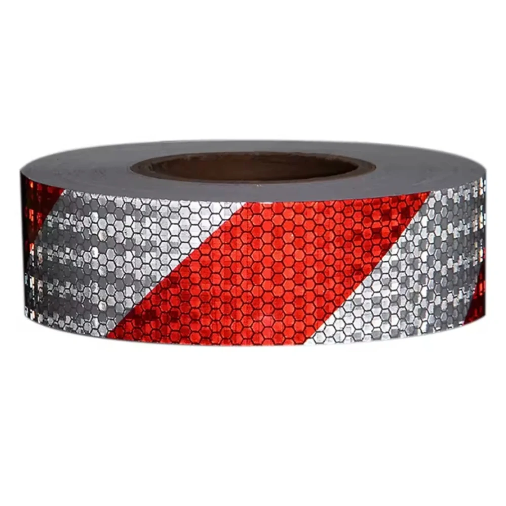 Reflexní samolepící páska stříbrná + červené pruhy, 25m x 5cm
