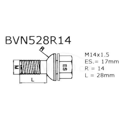  Bezpečnostní šrouby M14x1,5x28, koule R14, klíč 17, černé, SICUSTAR 
