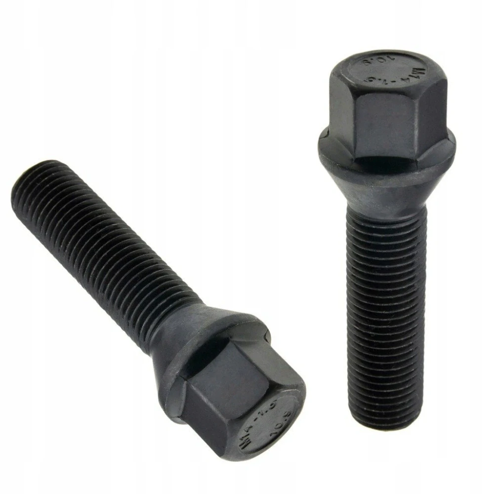 Kolový šroub M14x1,5x40mm, dosedací plocha kužel, klíč 17, černý pozink