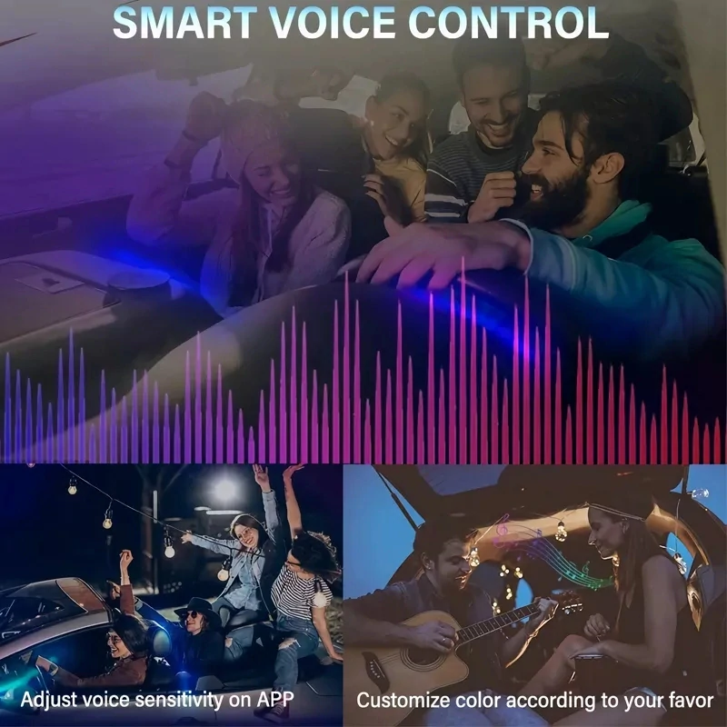 Výprodej - ambientní LED RGB osvětlení do auta, iOS a Android s Bluetooth, 6m, 12V