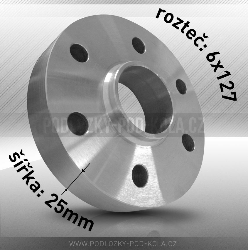 Rozšiřovací podložka, šíře 25mm, rozteč 6x127 - průchozí, 1ks 
